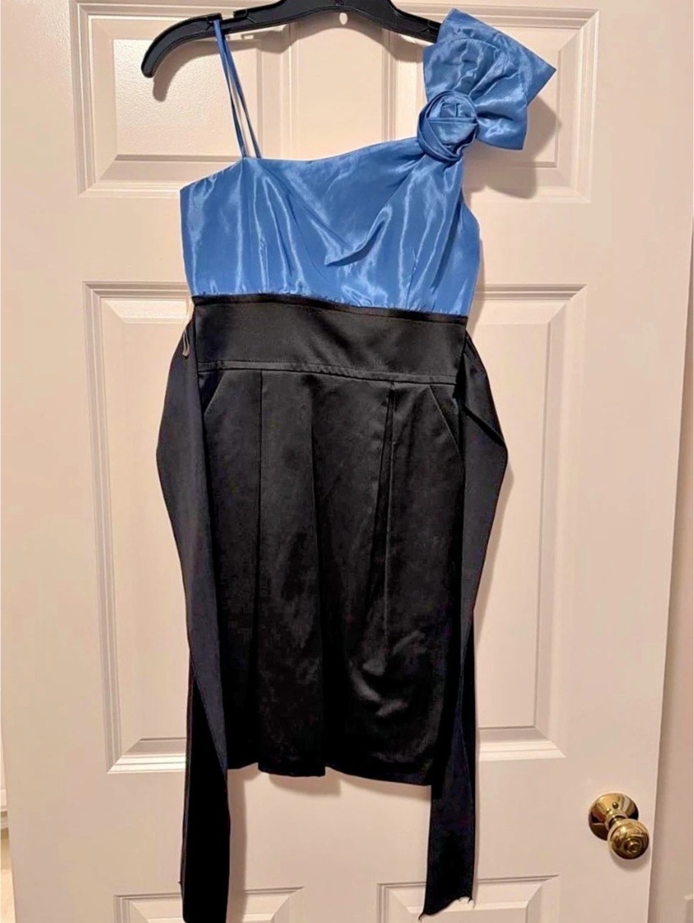 teezeMe One Shoulder Blue & Black Dress